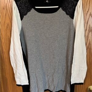 Elegant Black and Gray Lace Women's Top